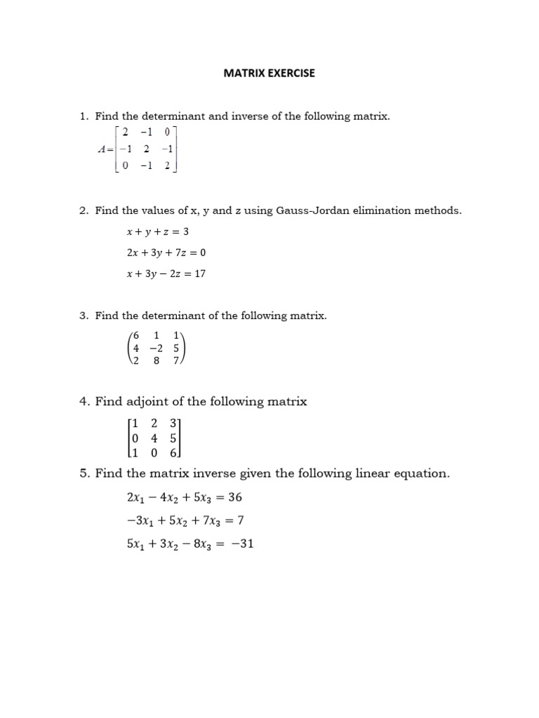 Matrix Exercise | PDF