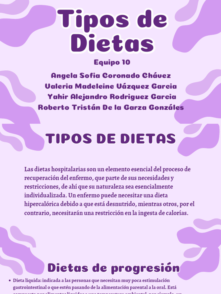 Tipos De Dietas Pdf Dieta Alimentos