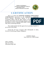 SRA Certificate