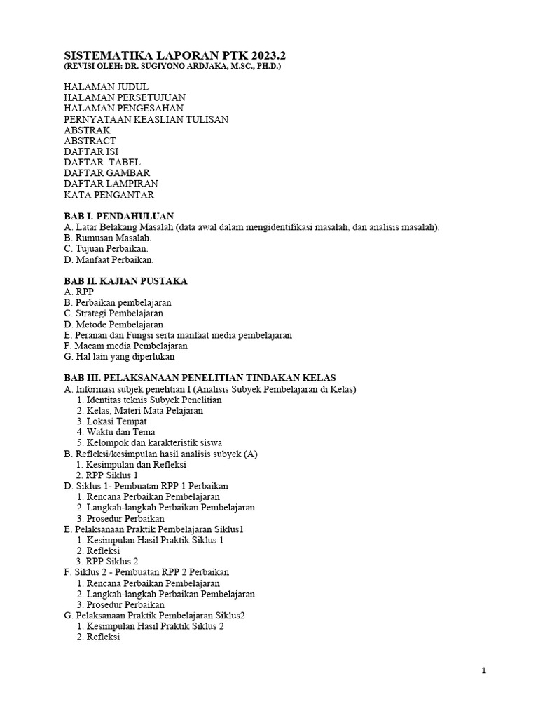 Sistematika Laporan PTK 2023.2 | PDF | Karier & Perkembangan | Seni