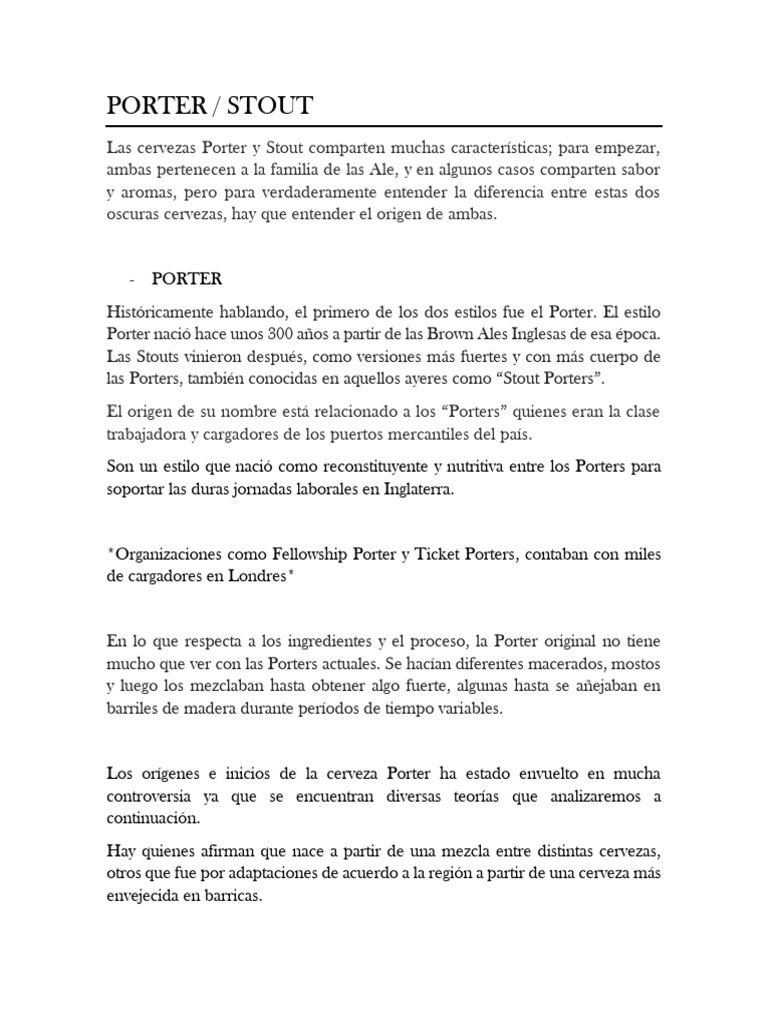 04 Porter Stout PDF Cerveza Cerveza inglesa