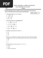 Maths 7 - Test