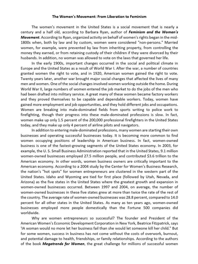 Chapter 5 The Women S Movement From Liberation To Feminism