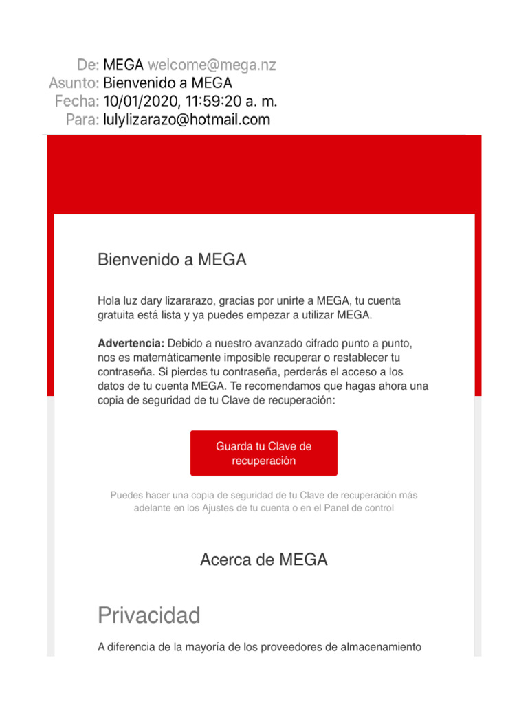 Clave de recuperación y acceso a MEGA | PDF
