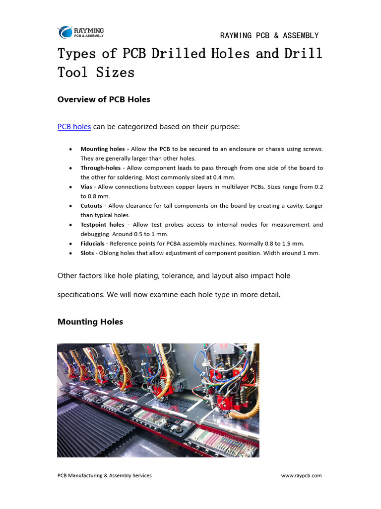 Types of PCB Drilled Holes and Drill Tool Sizes PDF Printed Circuit Board Engineering