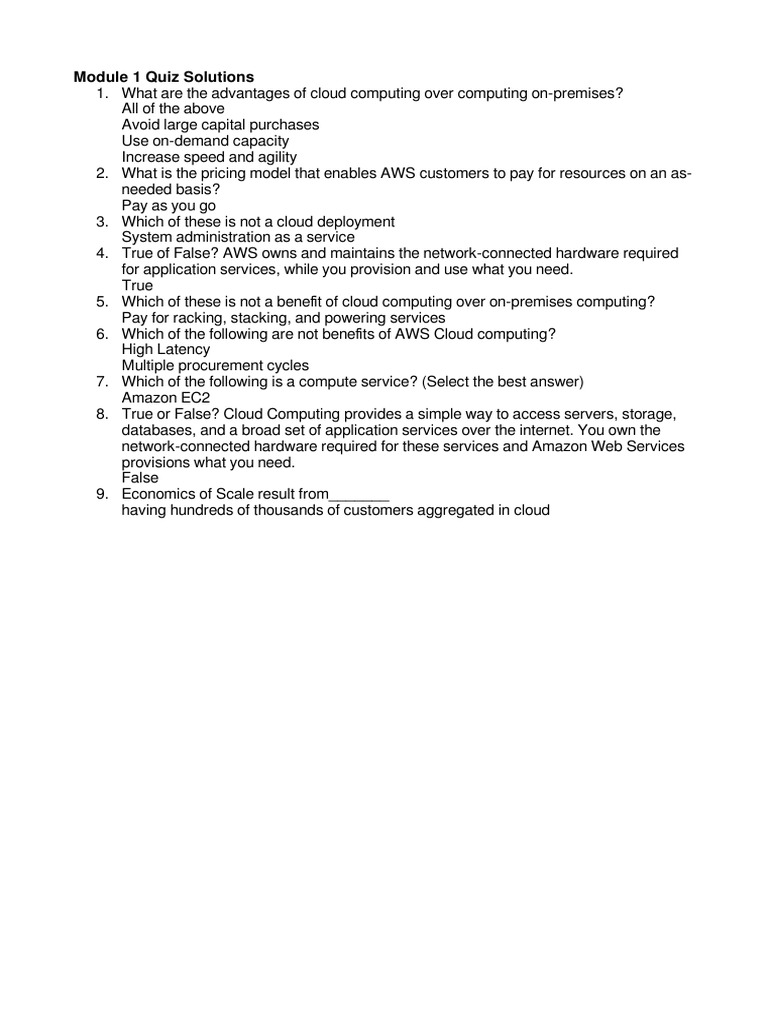 Module 1 Quiz Solutions | PDF