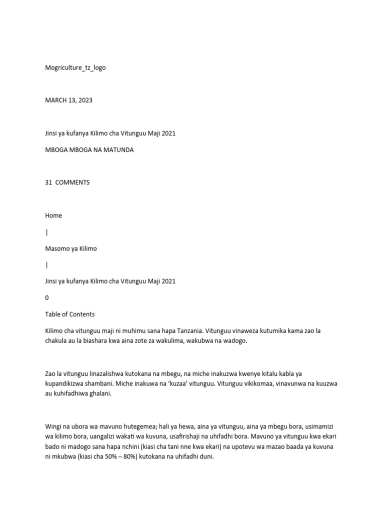 Kilimo Cha Vitunguu Pdf