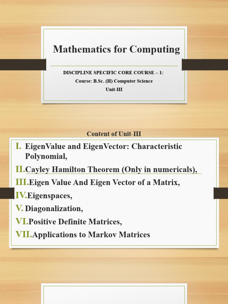 Final Unit-III PPT Mathematics For Computing | PDF