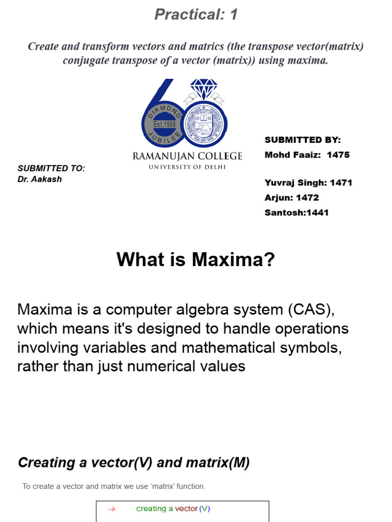 Transposing Vectors and Matrices in Maxima | PDF | Teaching Methods ...