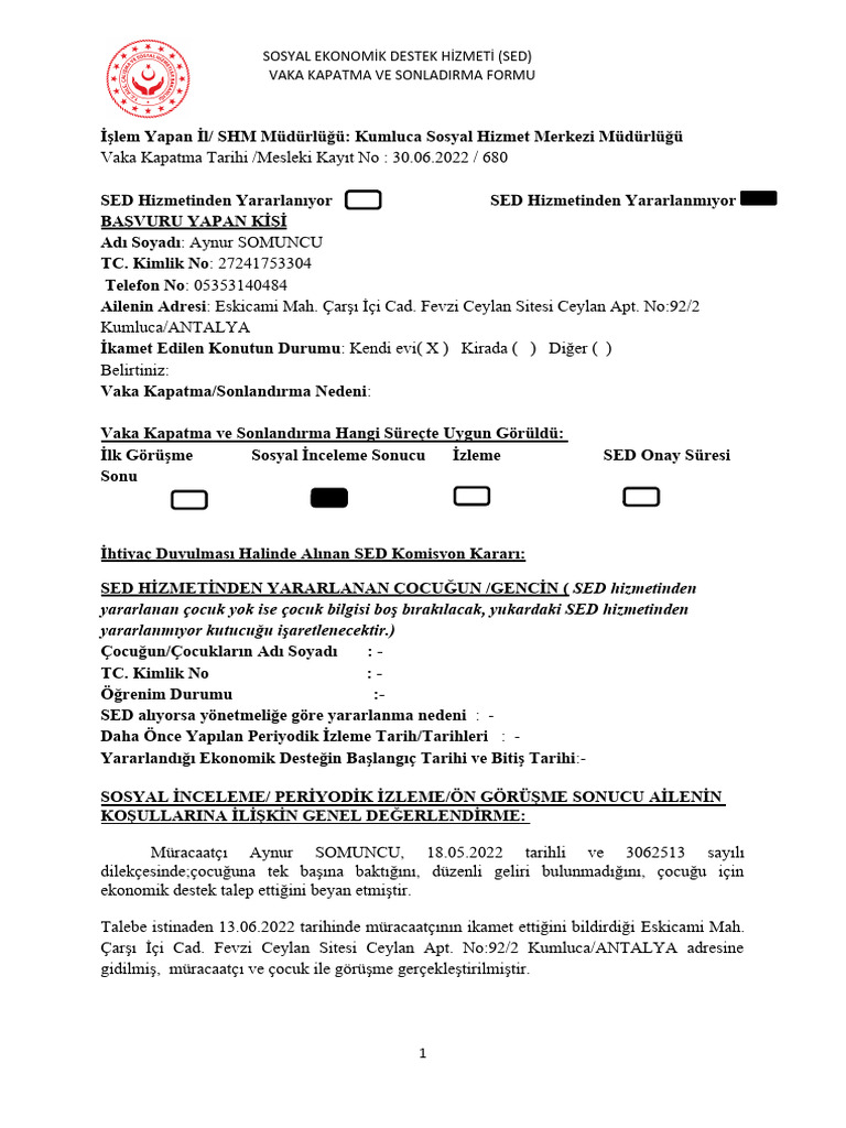 Aynur Somuncu Vaka Kapatma PDF