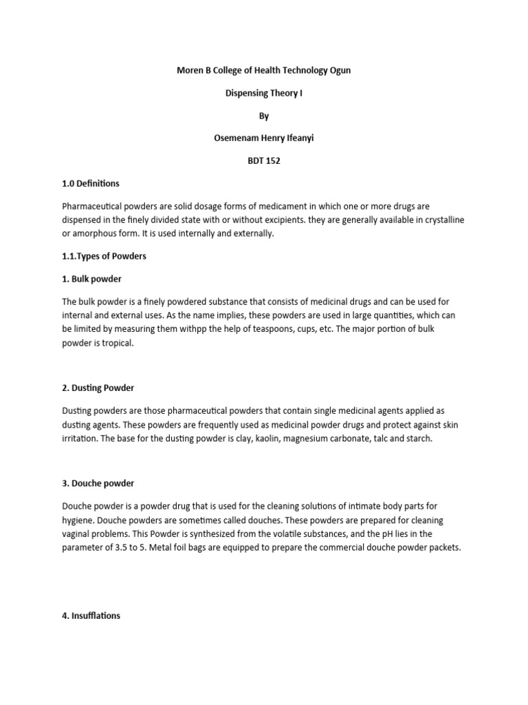 Basic Dispensing Theory for Pharmacy Technician PDF Tablet (Pharmacy) Pharmaceutical