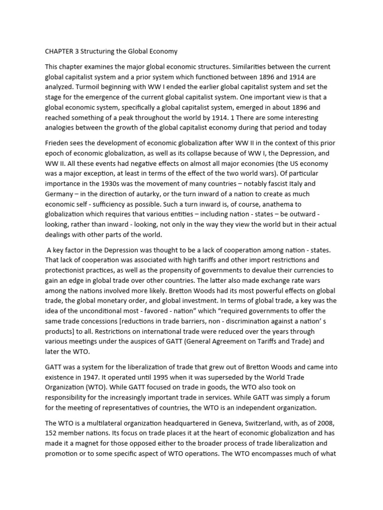 Structuring the Global Economy: Chapter 3 | PDF | World Trade ...