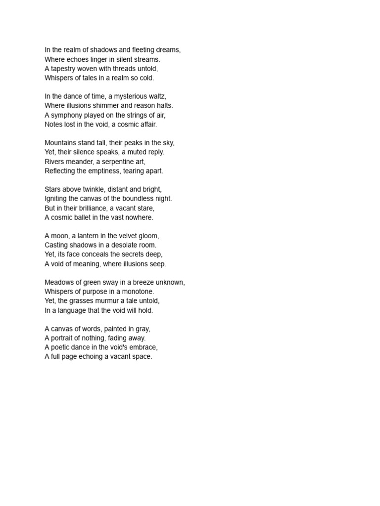 Poetic Reflections on Cosmic Emptiness | PDF