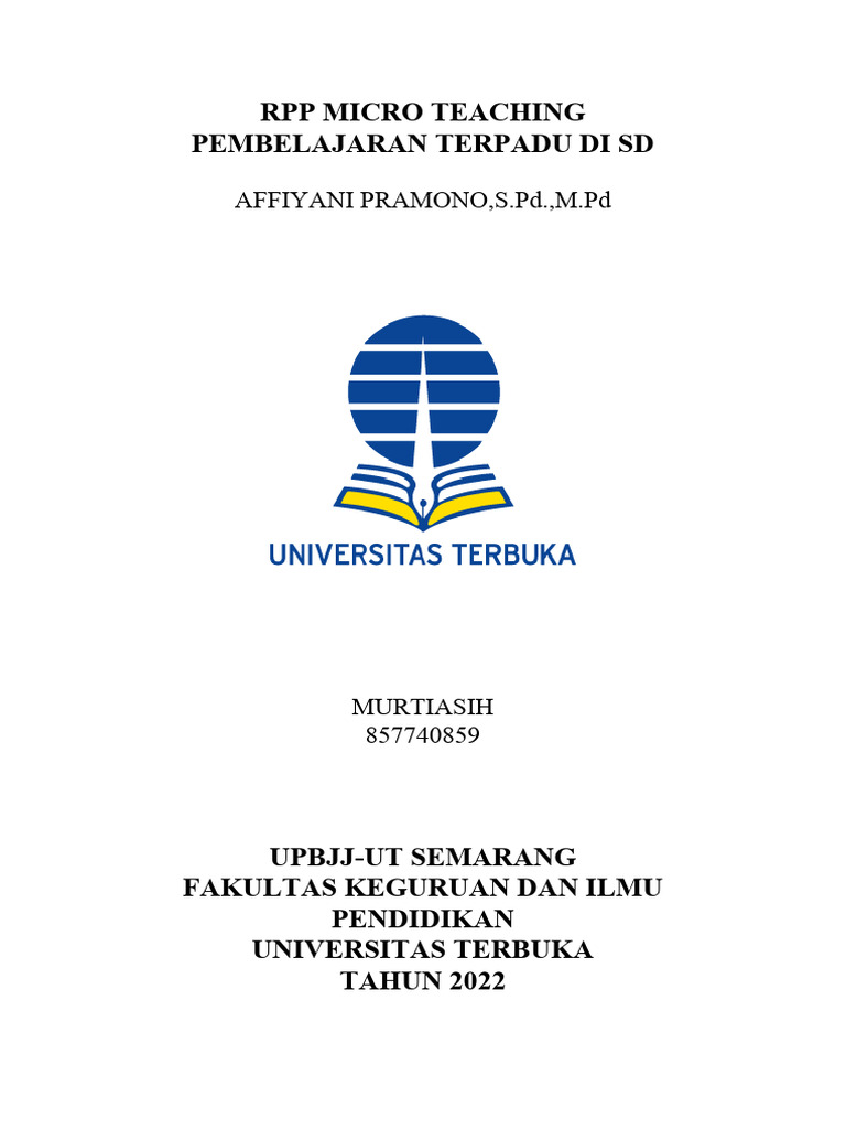 RPP Micro Teaching - Pembelajaran Terpadu - Murtiasih | PDF