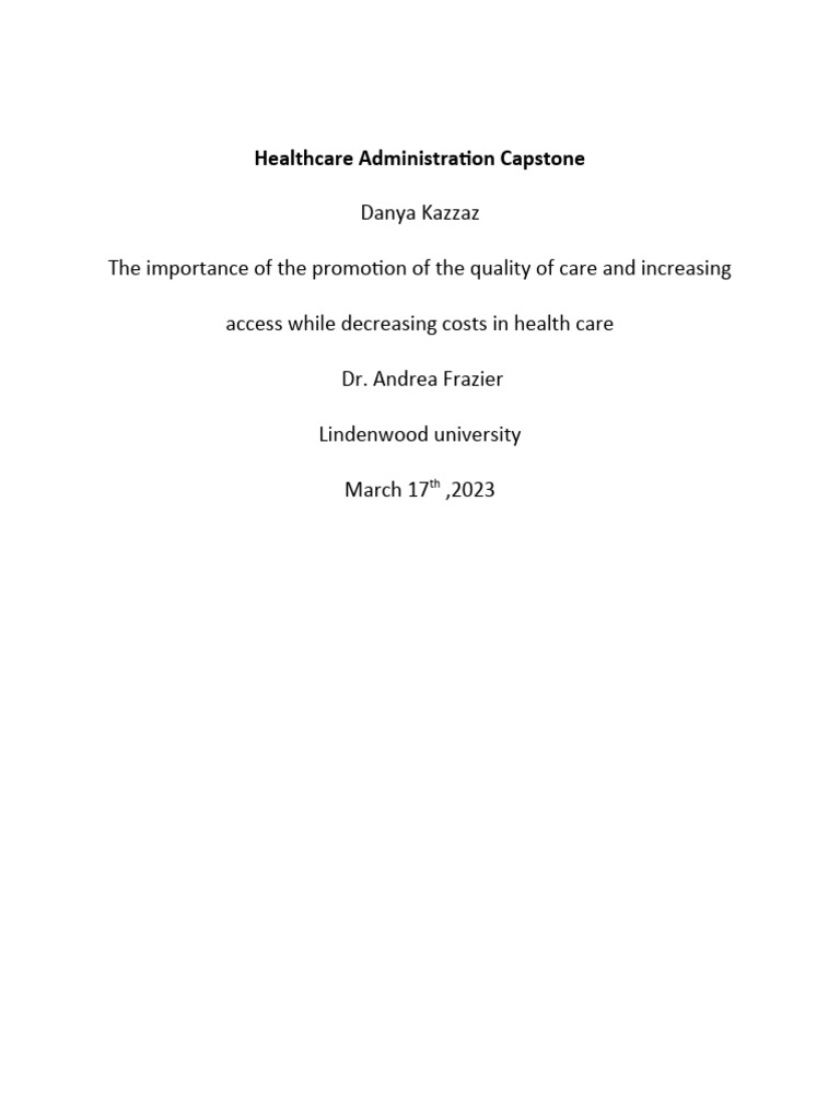 Healthcare Administration Capstone PDF Health Care Health