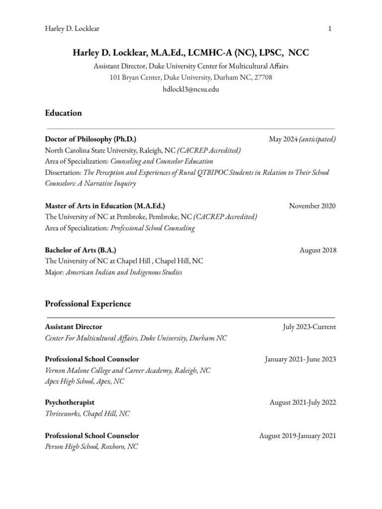 Harley Locklear: Counseling Expertise | PDF | School Counselor