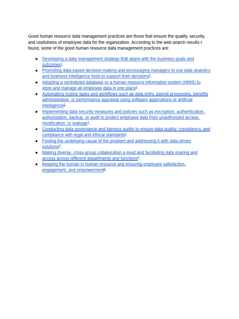 Good Human Resource Data Management Practices | PDF