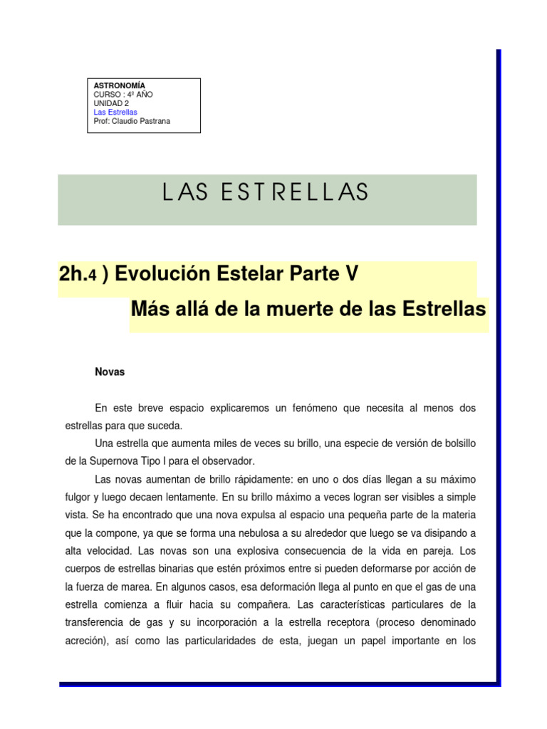 B Las Estrellas12 | PDF | Estrellas | Supernova