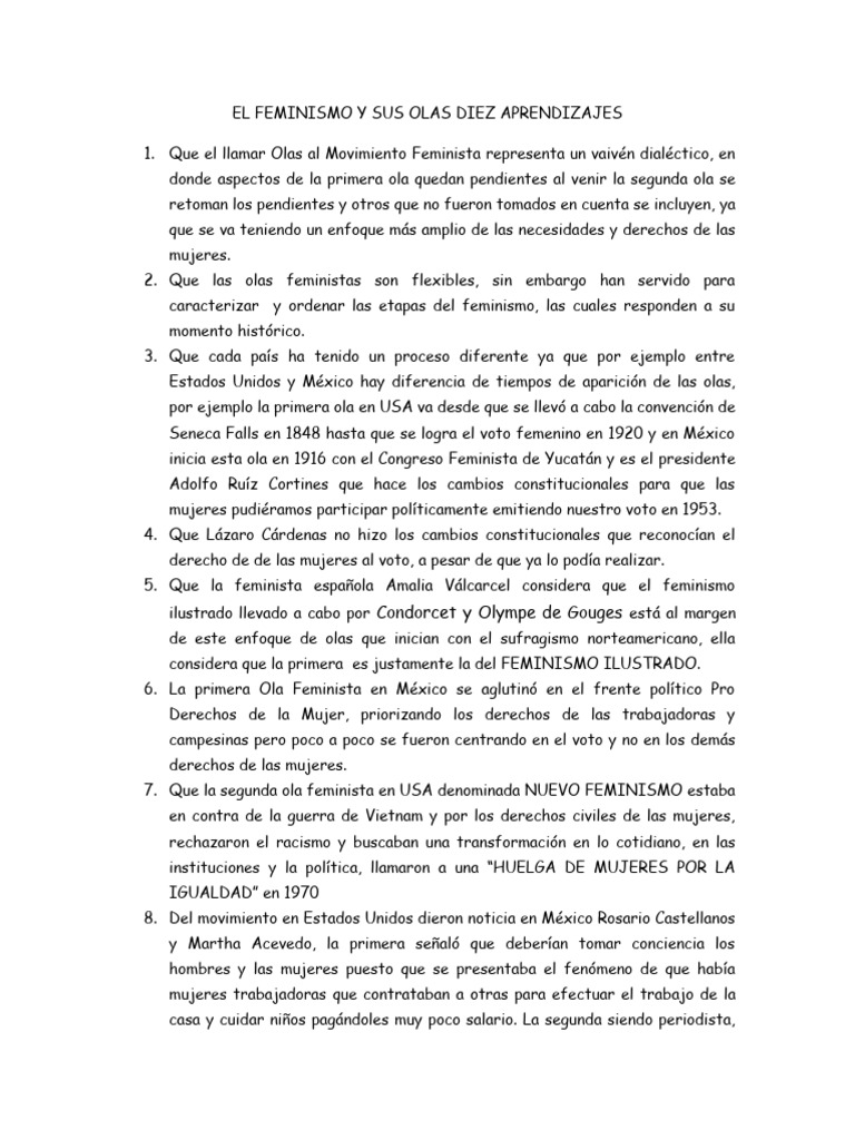 El Feminismo y Sus Olas Diez Aprendizajes | Descargar gratis PDF