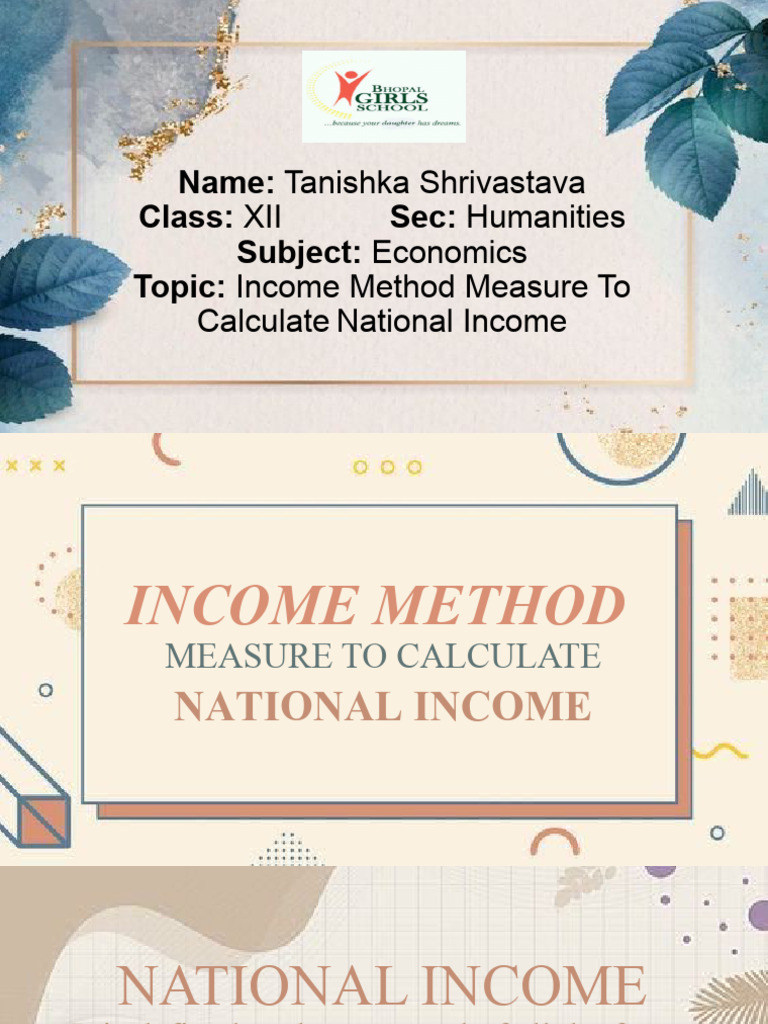 Income Method for National Income Calculation | PDF | Income | Employment