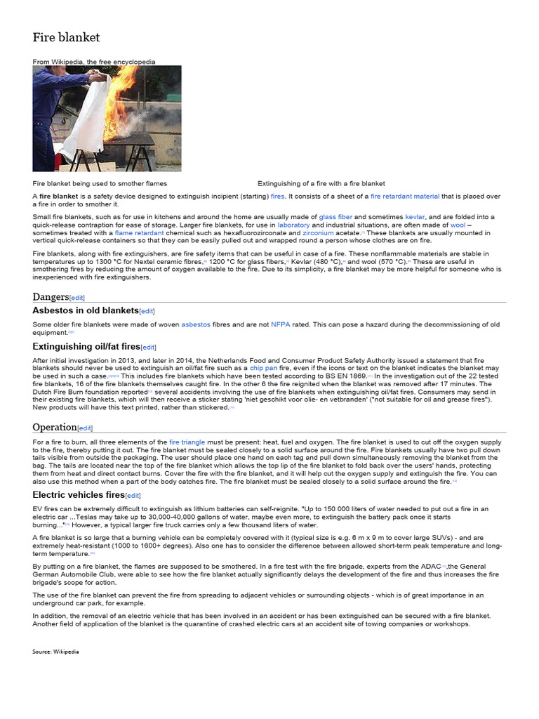 Fire Blanket PDF Public Safety Fires