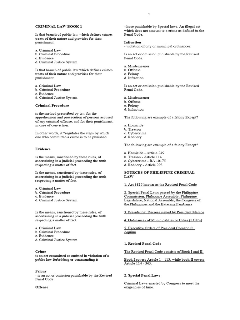 Overview of Philippine Criminal Law | PDF | Crimes | Crime & Violence