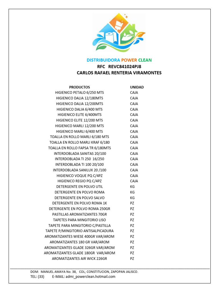 Productos de limpieza Power Clean | PDF | Comida y bebida | Industria ...