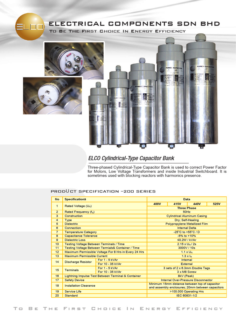 Elco Power Capacitor | PDF | Capacitor | Electricity