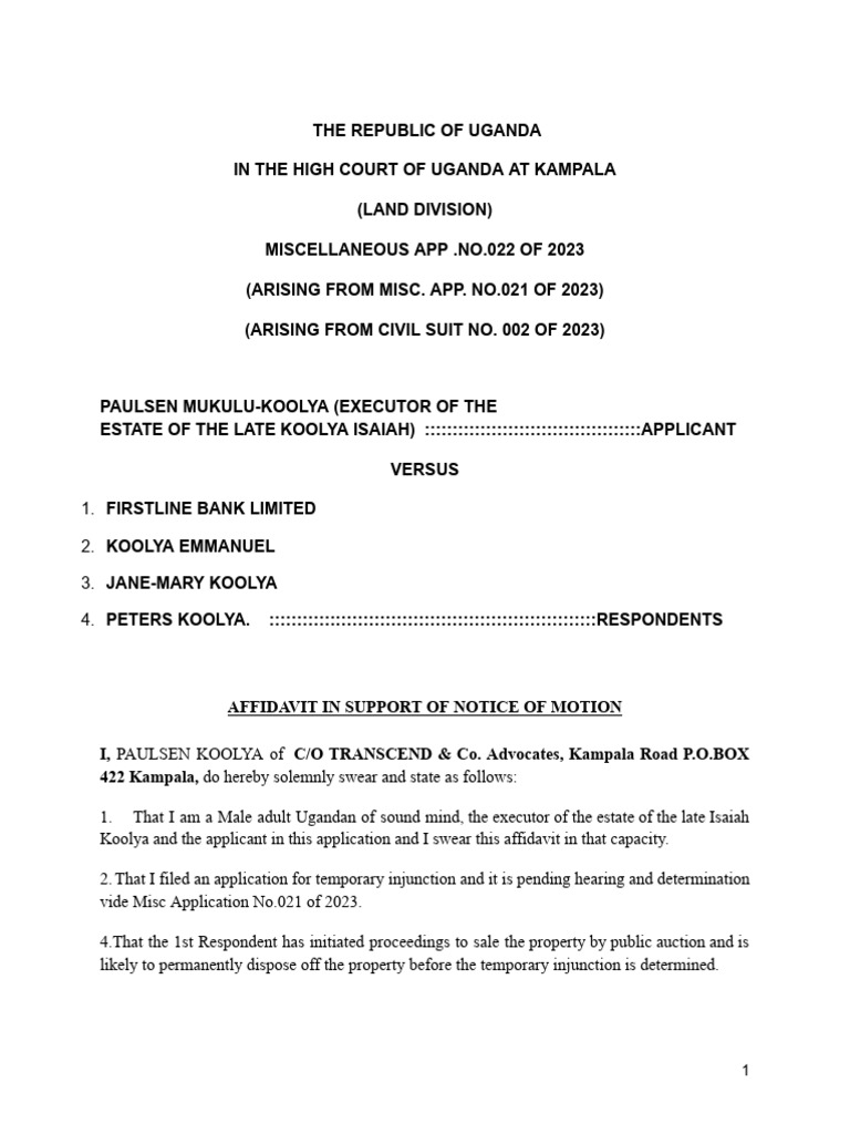 Affidavit in support of interim injunction application 1 pdf