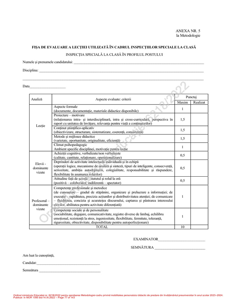 Fisa Evaluare Inspectie | PDF