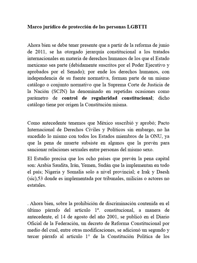 Marco Jurídico de Protección de Las Personas LGBTTI | PDF | México ...