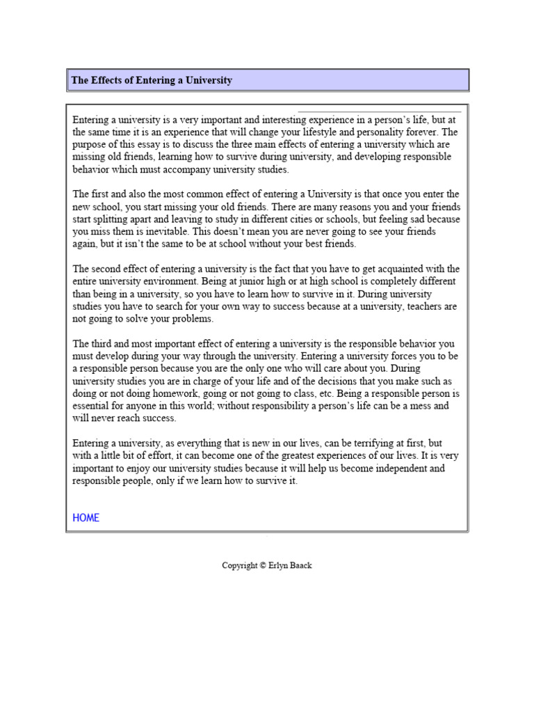The Effects of Entering A University | PDF | Social Science | Lifestyle
