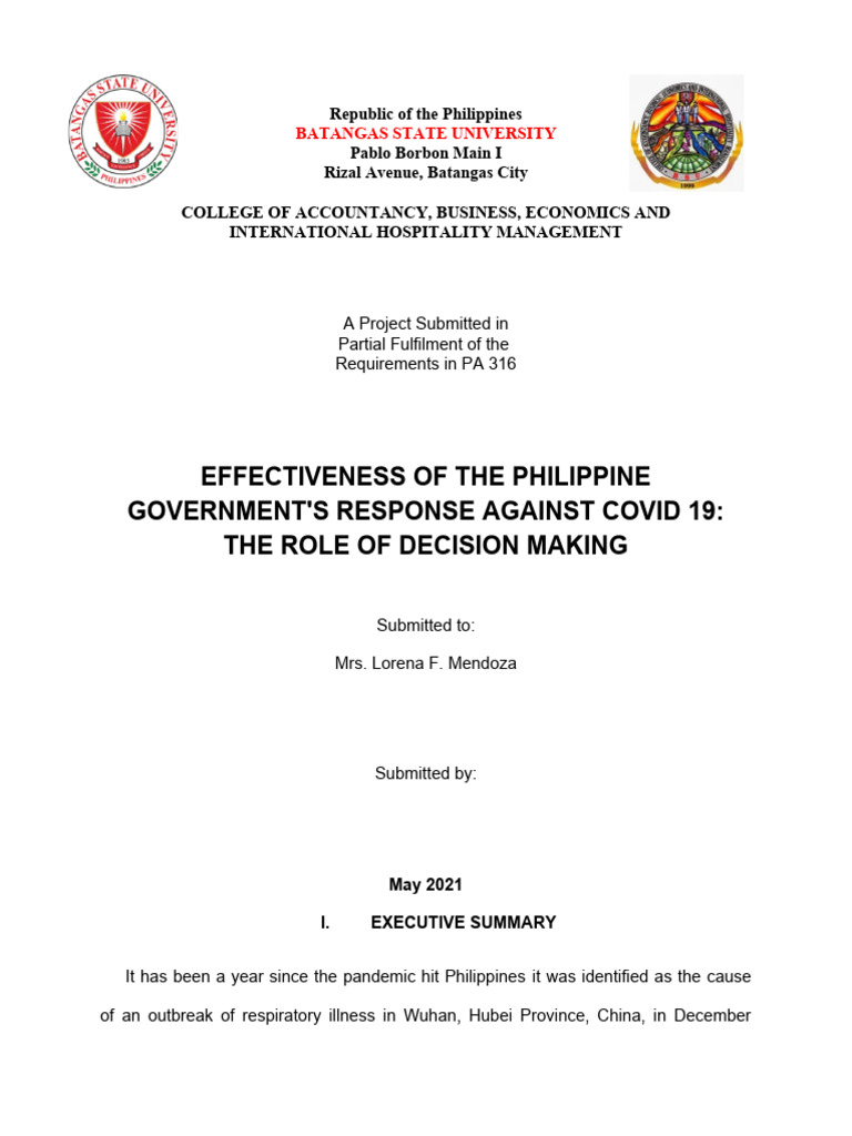 CASE STUDY. Government Responses PDF Science Pandemic