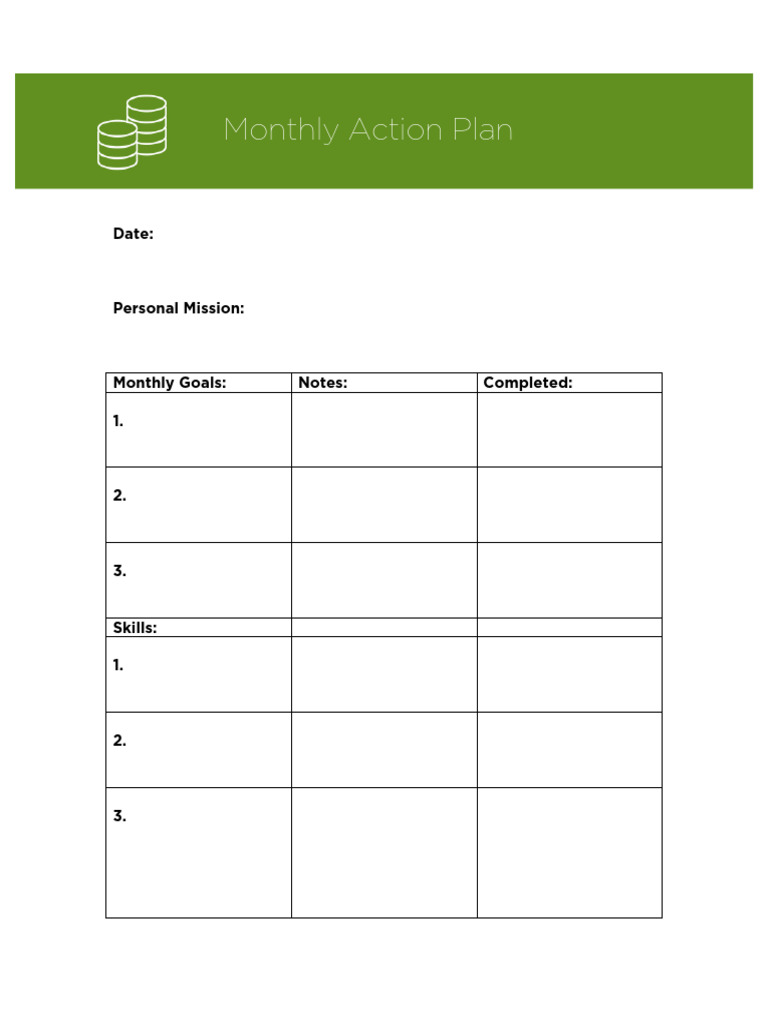 Monthly Action Plan Template