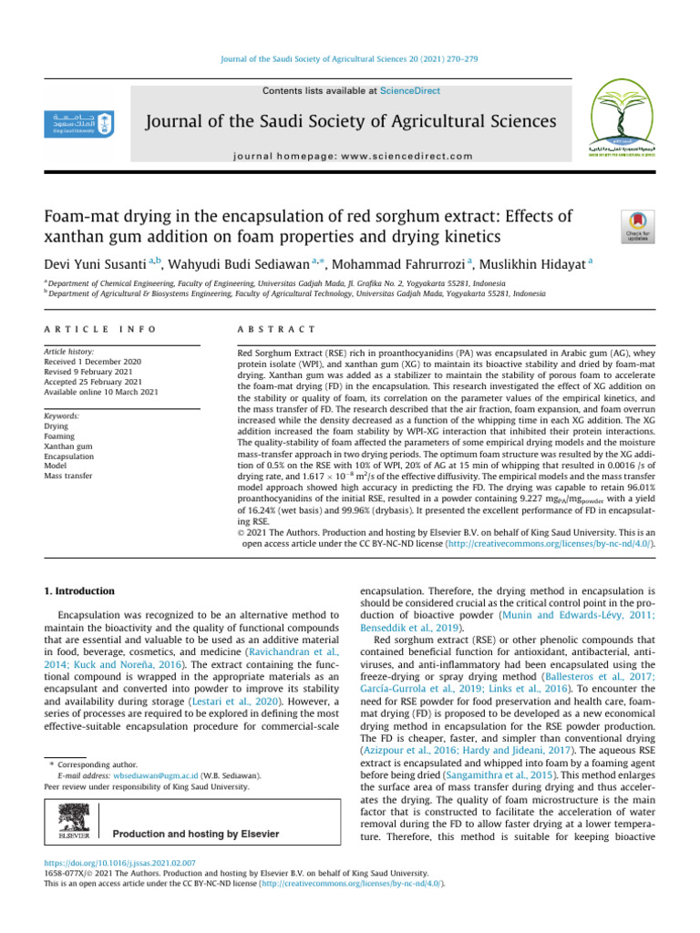 2021 Foam Mat Drying Effect Xanthan Gum Addition On Foam Properties