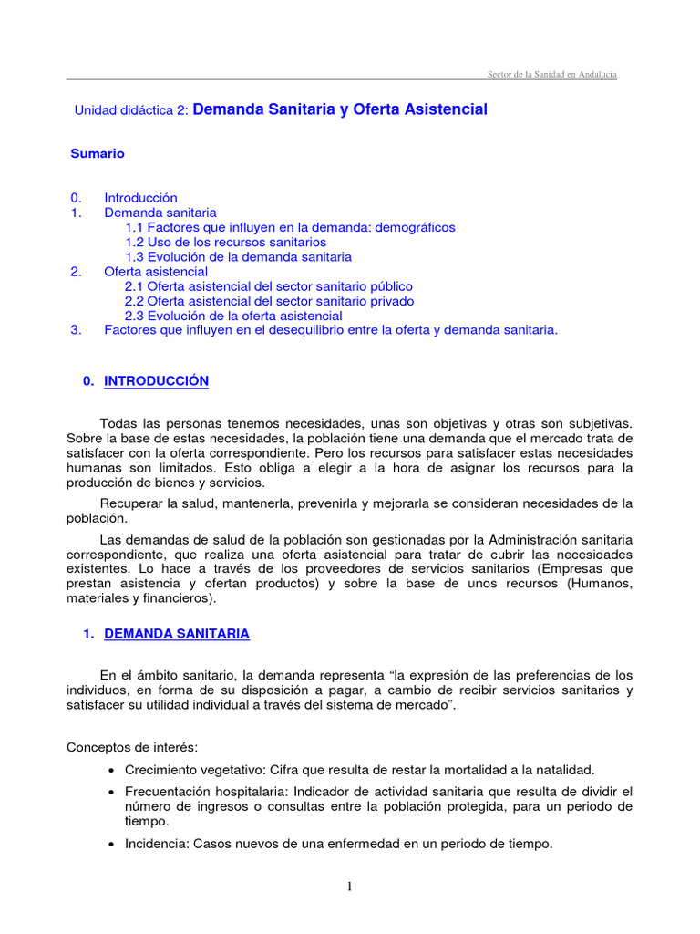 Demanda y Oferta Sanitaria en Andalucía | PDF | Hospital | Cuidado de ...