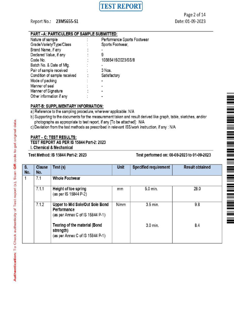 15844-2 - Test Report Format | PDF