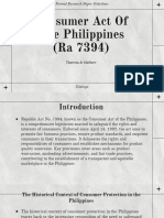 Consumer Act of The Philippines (Ra 7394) : Tharwan & Matthew