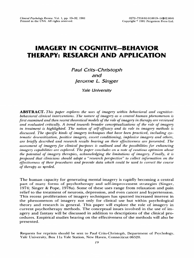 Mental Imagery in CBT | PDF | Psychotherapy | Behaviour Therapy