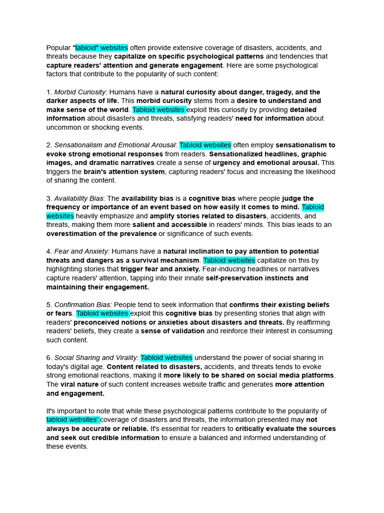 Why Do Popular - Tabloid - Websites Provide So Much Information About