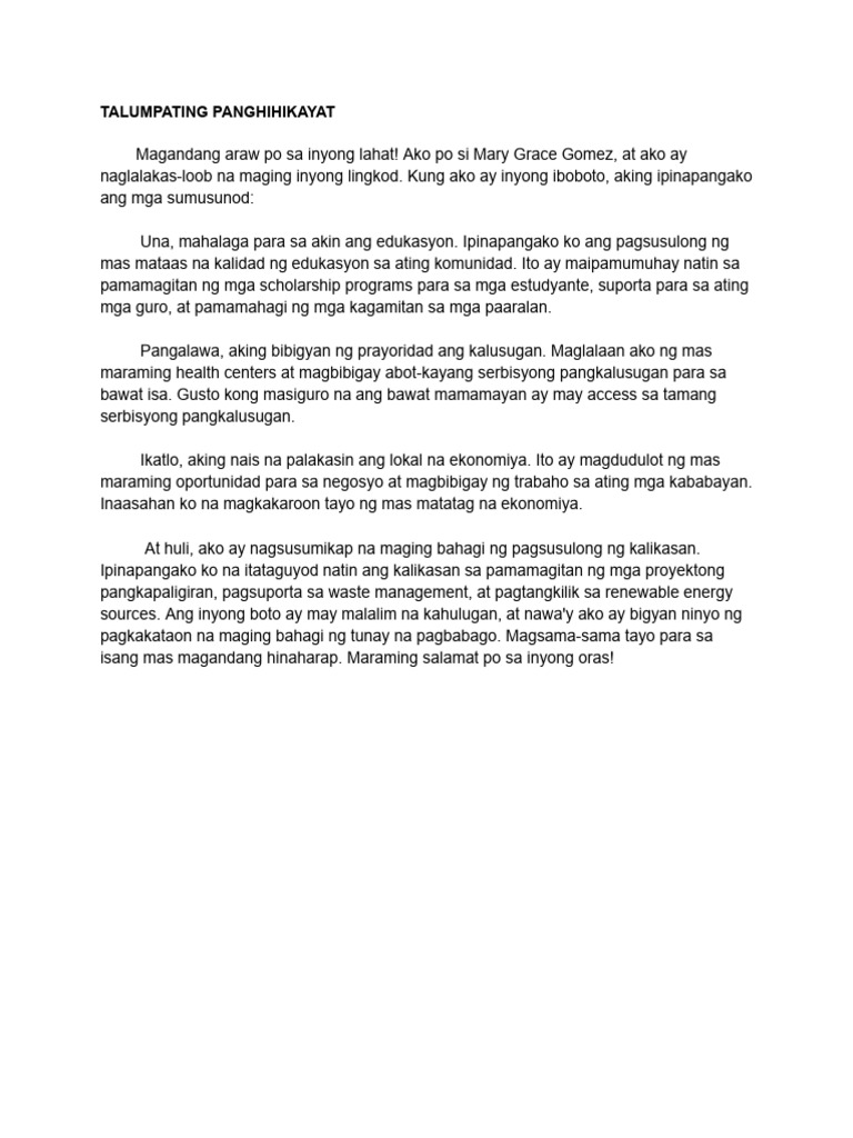 Talumpating Panghihikayat | PDF