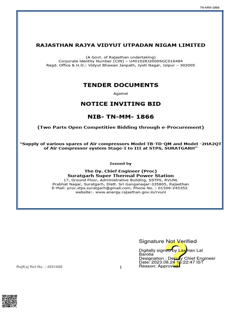 E Proc Tender TN 1866 | PDF | Business