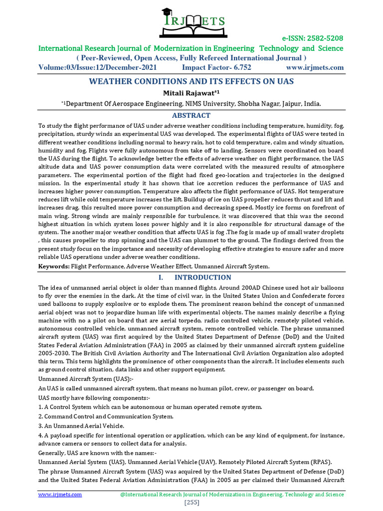 Effects of Weather on UAS Performance | PDF | Unmanned Aerial Vehicle ...