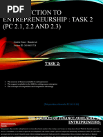 BAA611 Introduction To Entrepreneurship: Task 2 (PC 2.1, 2.2 AND 2.3)