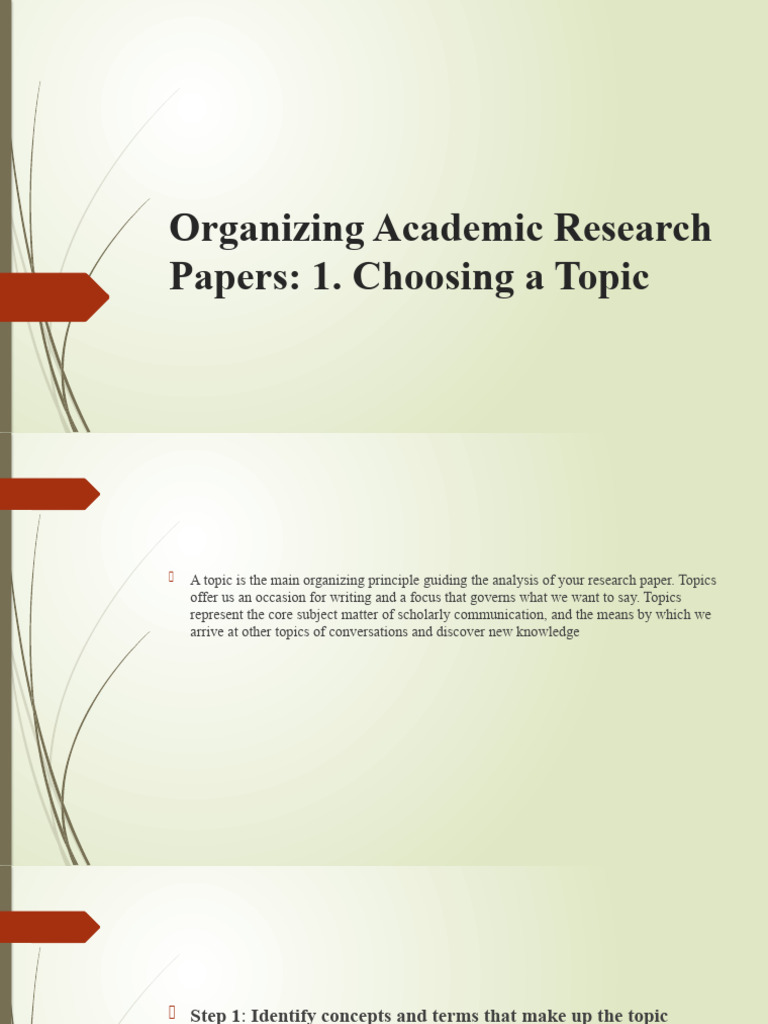 1 organizing academic research papers topic selection pdf academic