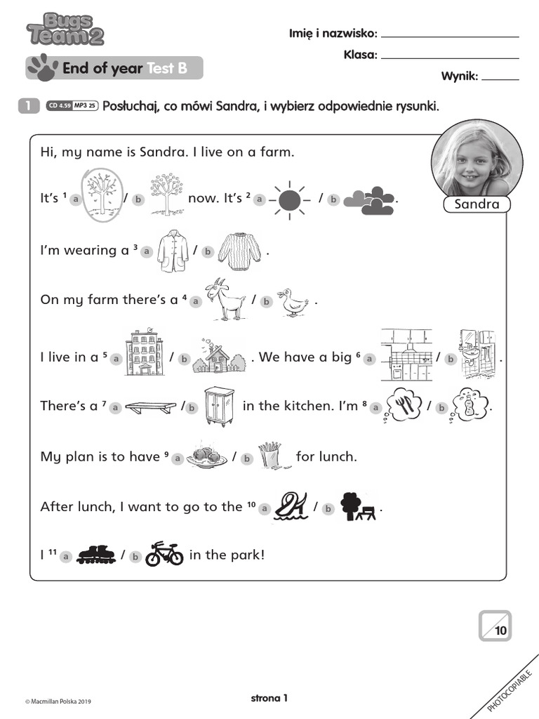 Bugs team 2 end of year test b pdf