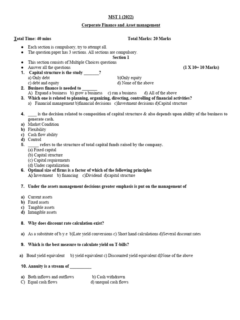 Corporate Finance Exam Prep | PDF | Capital Structure | Present Value