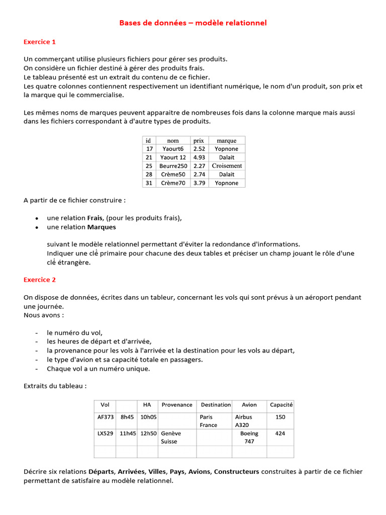 Modèle relationnel pour bases de données | PDF | Modèle relationnel ...
