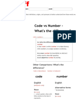 Code Vs Number - What's The Difference - WikiDiff