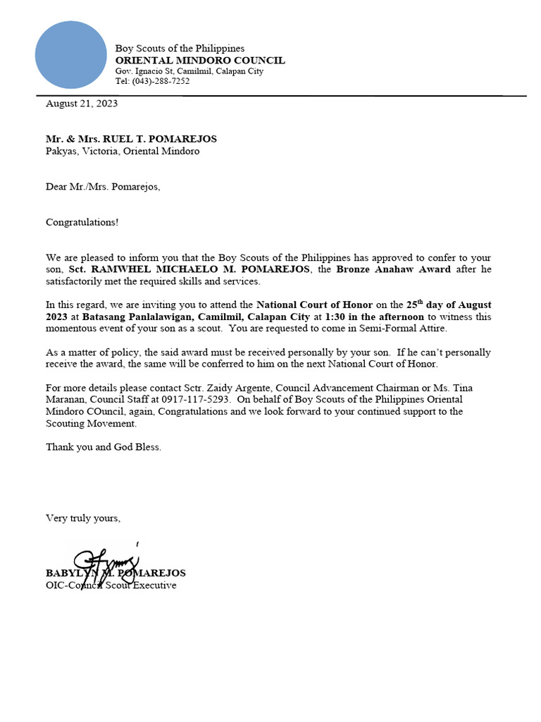 INVITATIONPArentsBronzeAnahawforCOH2023 PDF